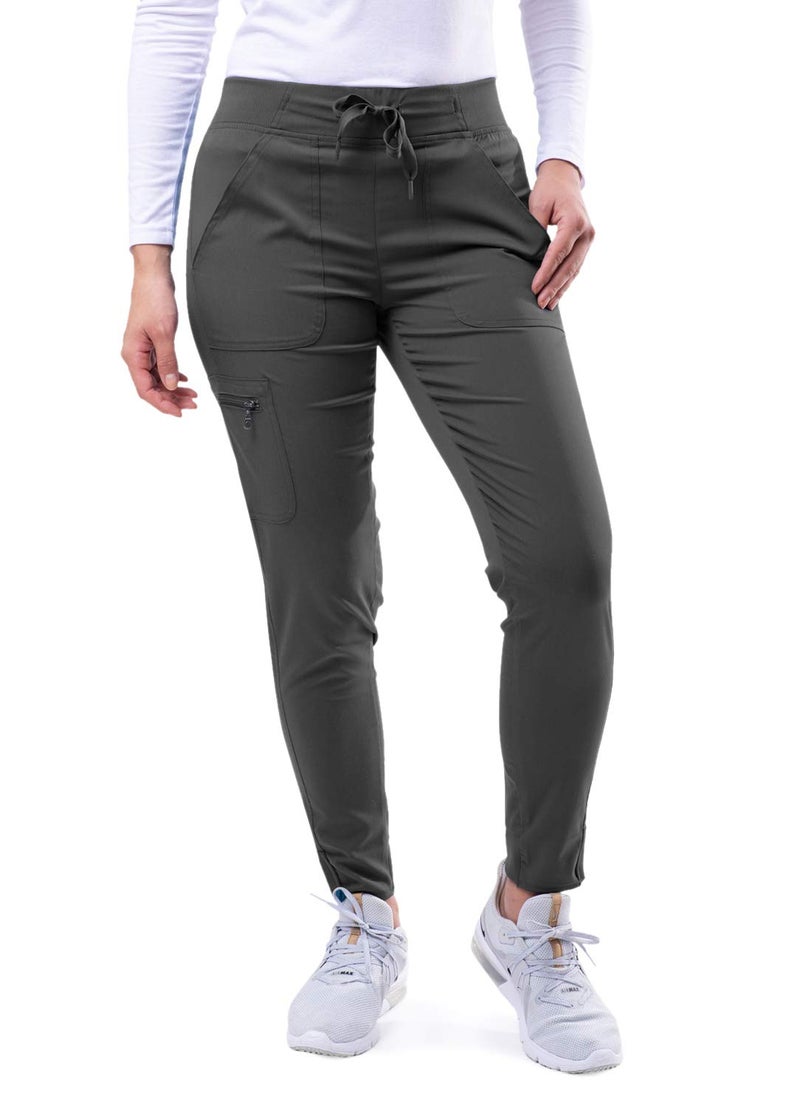 Adar Uniforms, Pro Scrubs for Women - Ultimate Yoga Jogger Scrub Pants - P7104 - Pewter - L - Image 4